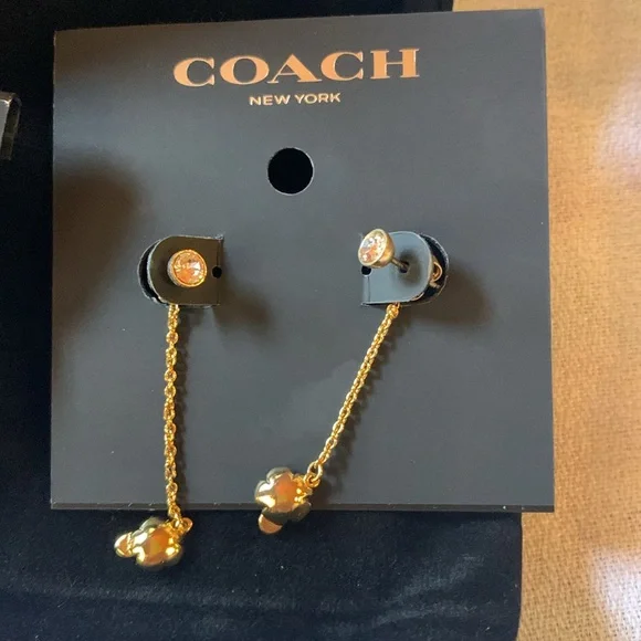 COACH gold slider bracelet and matching earrings - Picture 3 of 5